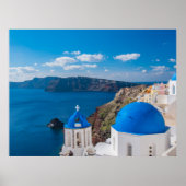 Blauwe Domes van Santorini Poster (Voorkant)