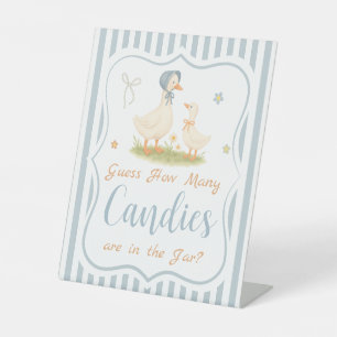 Blauwe Domme Gans Baby Shower Raad Hoeveel Reclamebord Met Voetstuk