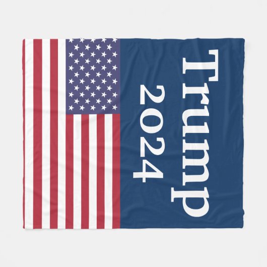 Blauwe Donald Trump 2024 Amerikaanse vlag Fleece Deken (Voorkant (Horizontaal))