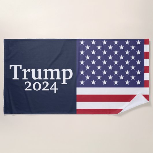 Blauwe Donald Trump 2024 Amerikaanse vlag Strandlaken (Voorkant)
