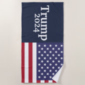 Blauwe Donald Trump 2024 Amerikaanse vlag Strandlaken (Voorkant)