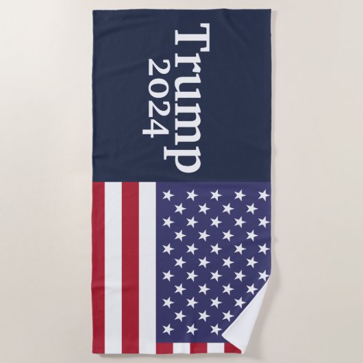 Blauwe Donald Trump 2024 Amerikaanse vlag Strandlaken (Voorkant)