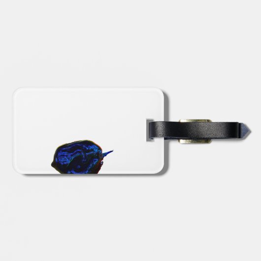 blauwe donkerpeper op de onderkant van het afbeeld bagagelabel (Achterkant horizontaal)