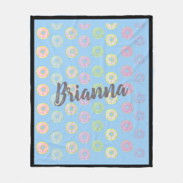 Blauwe donut Aangepaste naam Medium Fleece Blanket Deken