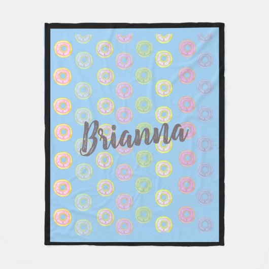 Blauwe donut Aangepaste naam Medium Fleece Blanket Deken (Voorkant)
