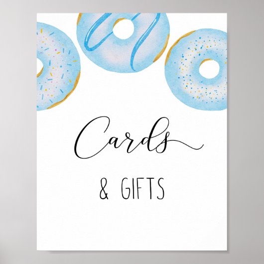 Blauwe donut baby strooikaarten en geschenken poster (Voorkant)