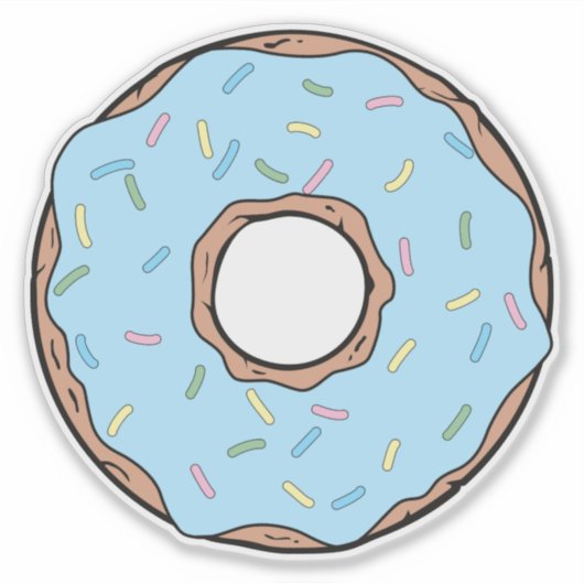 Blauwe Donut, Doughnut, Icing, Sprinkles, Bevroren Sticker (Voorkant)