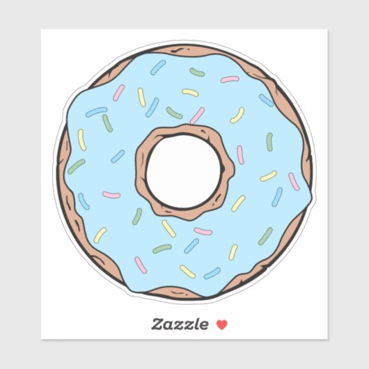 Blauwe Donut, Doughnut, Icing, Sprinkles, Bevroren Sticker (Vel)