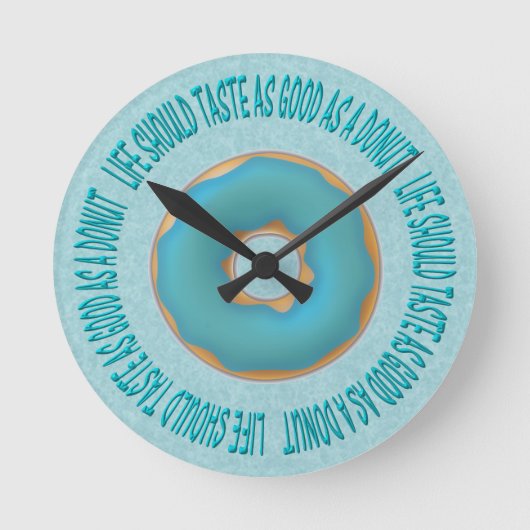 blauwe donut en tekst ronde klok (Voorkant)