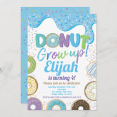 Blauwe Donut Groei Op Jongen Kid Verjaardagsfeest  Kaart (Voorkant / Achterkant)