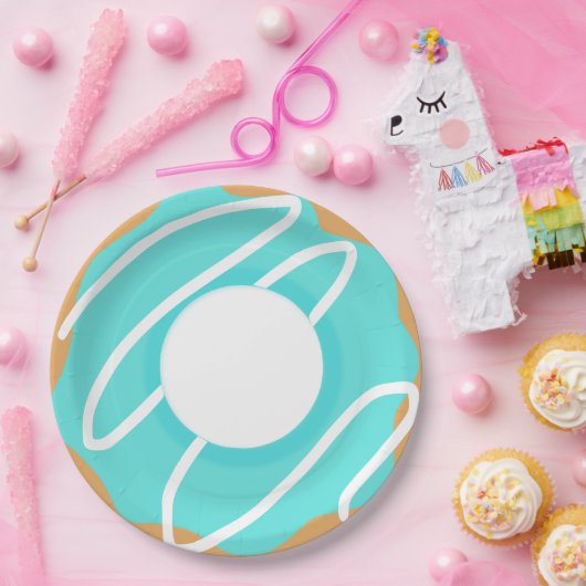 Blauwe Donut Papieren Bordje (Feest)