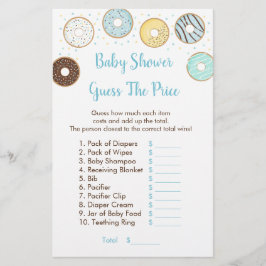 Blauwe Donut raadt het prijsspel Baby shower