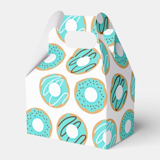 Blauwe Donut Shop Birthday Party Bedankdoosjes (Achterkant)