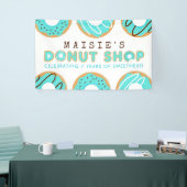 Blauwe Donut Shop Birthday Party Spandoek (Beurs)