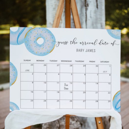 Blauwe donut sprinkle Raad de vervaldatum kalender Poster