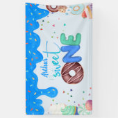 blauwe Donut zoet een 1e verjaardag Spandoek (Verticaal)