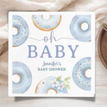 Blauwe Donuts Baby Shower Brunch Papieren Servet