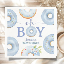 Blauwe Donuts Baby Shower Jongen Brunch Papieren S