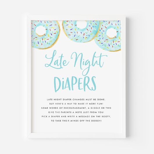 Blauwe Donuts Baby Shower Late Night Luierspel Poster