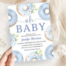 Blauwe Donuts Baby Shower Uitnodiging