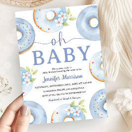 Blauwe Donuts Baby Shower Uitnodiging