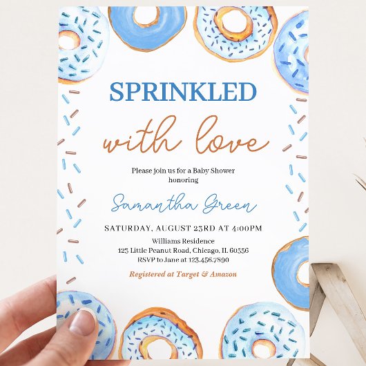 Blauwe Donuts Baby Sprinkle Baby Shower Kaart