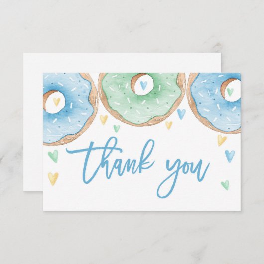 Blauwe donuts bedankt notitiekaartje (Voorkant / Achterkant)