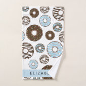 Blauwe Donuts, Bruine Donuts, Strooien, Jouw naam Bad Handdoek (Handdoek)