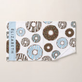 Blauwe Donuts, Bruine Donuts, Strooien, Jouw naam Bad Handdoek (Handdoek)