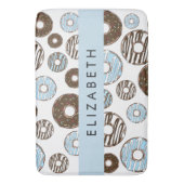 Blauwe Donuts, Bruine Donuts, Strooien, Jouw naam Badmat (Voorkant Verticaal)