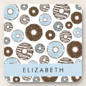 Blauwe Donuts, Bruine Donuts, Strooien, Jouw naam Bier Onderzetter (Voorkant)