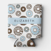 Blauwe Donuts, Bruine Donuts, Strooien, Jouw naam Blikjeskoeler (Voorkant)