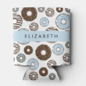 Blauwe Donuts, Bruine Donuts, Strooien, Jouw naam Blikjeskoeler (Achterkant)