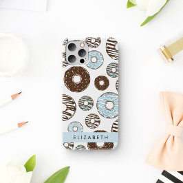 Blauwe Donuts, Bruine Donuts, Strooien, Jouw naam Case-Mate iPhone Case