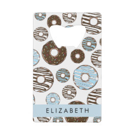 Blauwe Donuts, Bruine Donuts, Strooien, Jouw naam Creditkaart Flessenopener