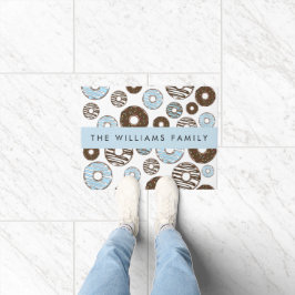 Blauwe Donuts, Bruine Donuts, Strooien, Jouw naam Deurmat
