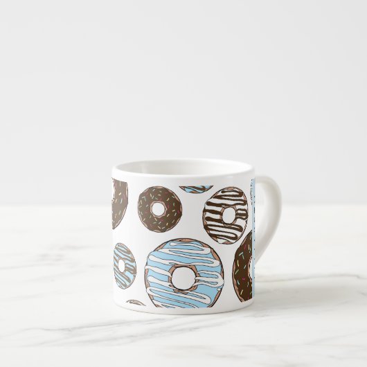 Blauwe Donuts, Bruine Donuts, Strooien, Jouw naam Espresso Kop (Voorkant rechts)