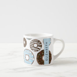 Blauwe Donuts, Bruine Donuts, Strooien, Jouw naam Espresso Kop