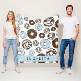 Blauwe Donuts, Bruine Donuts, Strooien, Jouw naam Fleece Deken