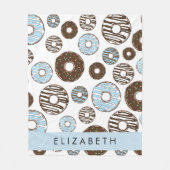 Blauwe Donuts, Bruine Donuts, Strooien, Jouw naam Fleece Deken (Voorkant)