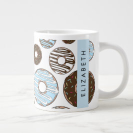 Blauwe Donuts, Bruine Donuts, Strooien, Jouw naam Grote Koffiekop