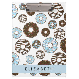 Blauwe Donuts, Bruine Donuts, Strooien, Jouw naam Klembord