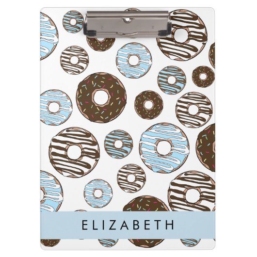 Blauwe Donuts, Bruine Donuts, Strooien, Jouw naam Klembord (Voorkant)