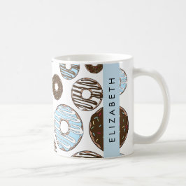 Blauwe Donuts, Bruine Donuts, Strooien, Jouw naam Koffiemok