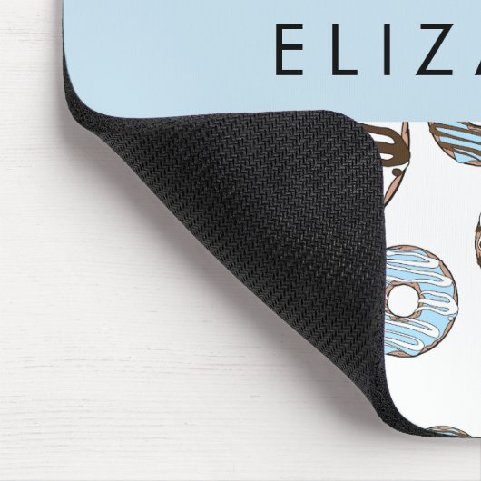 Blauwe Donuts, Bruine Donuts, Strooien, Jouw naam Muismat (Hoek)