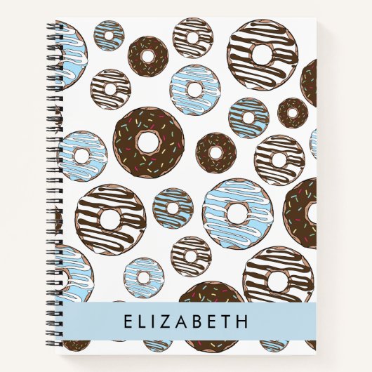 Blauwe Donuts, Bruine Donuts, Strooien, Jouw naam Notitieboek (Voorkant)
