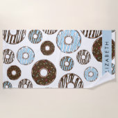 Blauwe Donuts, Bruine Donuts, Strooien, Jouw naam Strandlaken (Voorkant)
