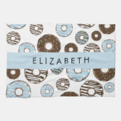 Blauwe Donuts, Bruine Donuts, Strooien, Jouw naam Theedoek (Horizontaal)