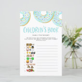 Blauwe Donuts Emoji Baby shower kinderboekenspel (Staand voorkant)