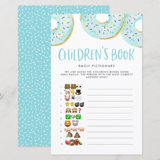 Blauwe Donuts Emoji Baby shower kinderboekenspel (Voorkant / Achterkant)